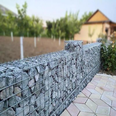 گالوانیزه گابیان جوش قفس نگهدارنده دیوار سنگ گابیان میش باغ حصار سنگ های پر شده جعبه برای باغ حصار