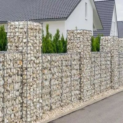 2.7mm سبد گابيون گالوانيزه شده اندازه 2x1x1m 1.5x1x1m با اندازه سلول 8x10cm شبكه گابيون بافت